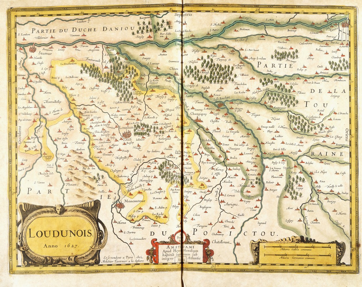 Mapa Loudunois w 1627, 1631 autorstwa European School