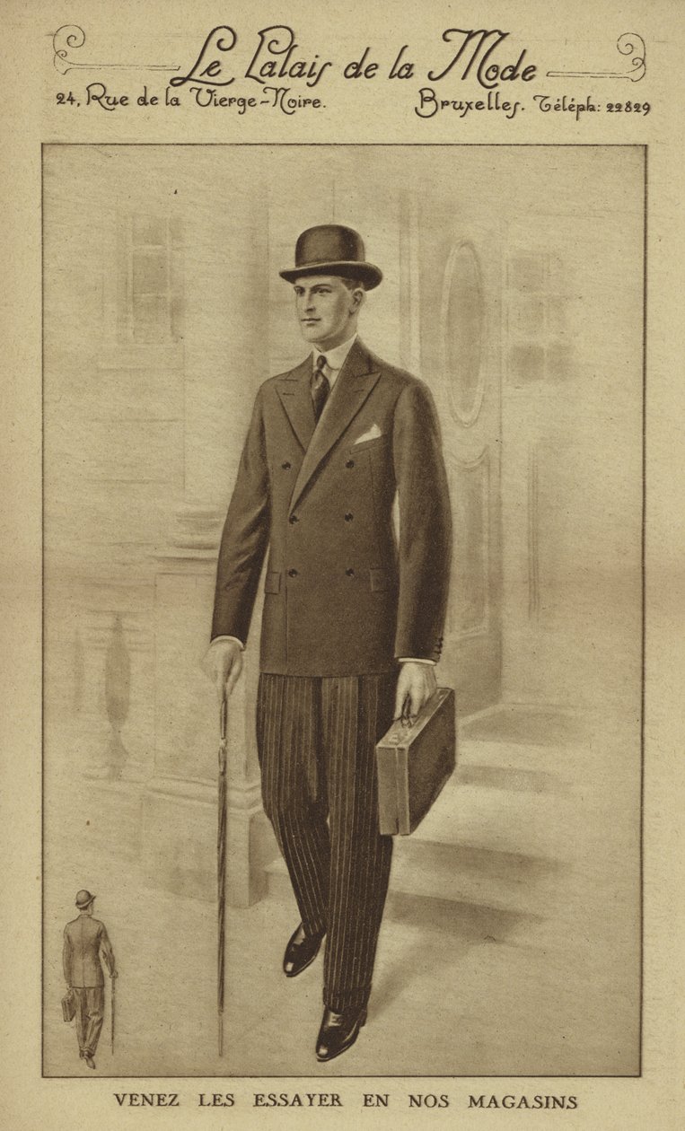 Moda męska około 1930 roku (litografia) autorstwa European School