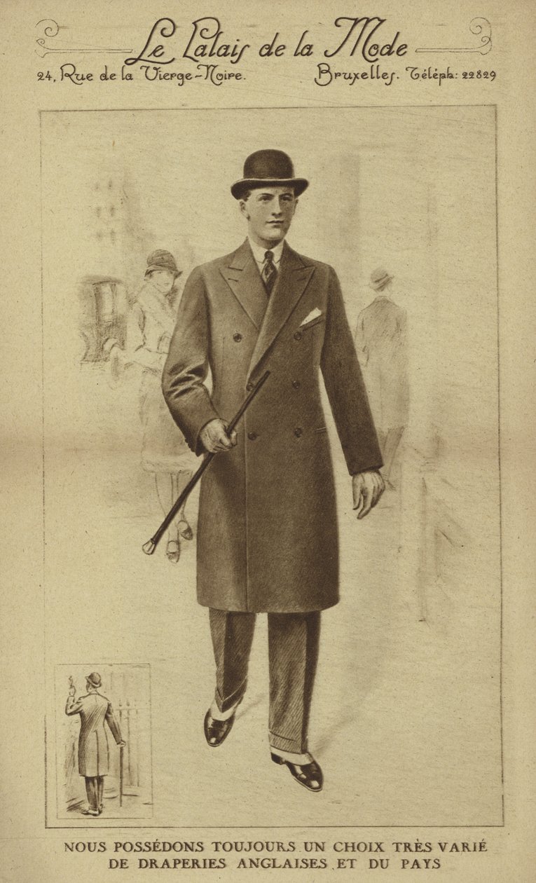 Moda męska około 1930 roku (litografia) autorstwa European School