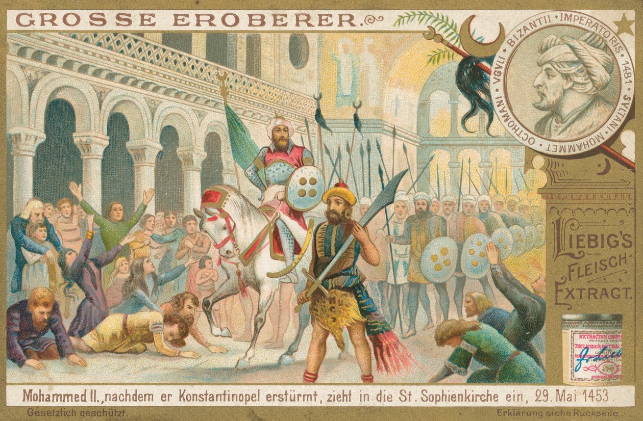 Mohammed II w Konstantynopolu, karta Liebig, początek XX wieku (chromo) autorstwa European School
