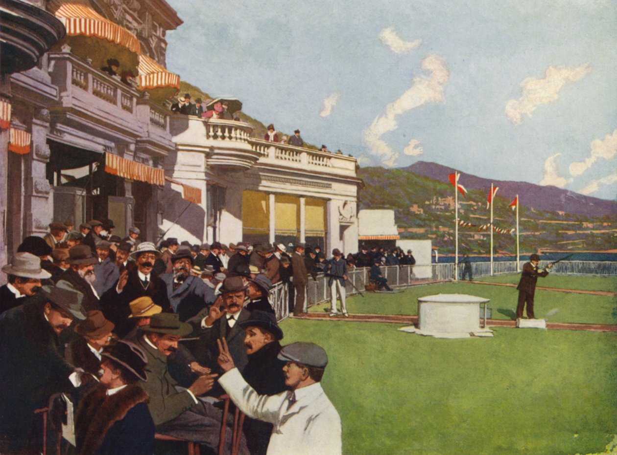 Monte-Carlo, Le Tir aux Pigeons (kolorowa litografia) autorstwa European School