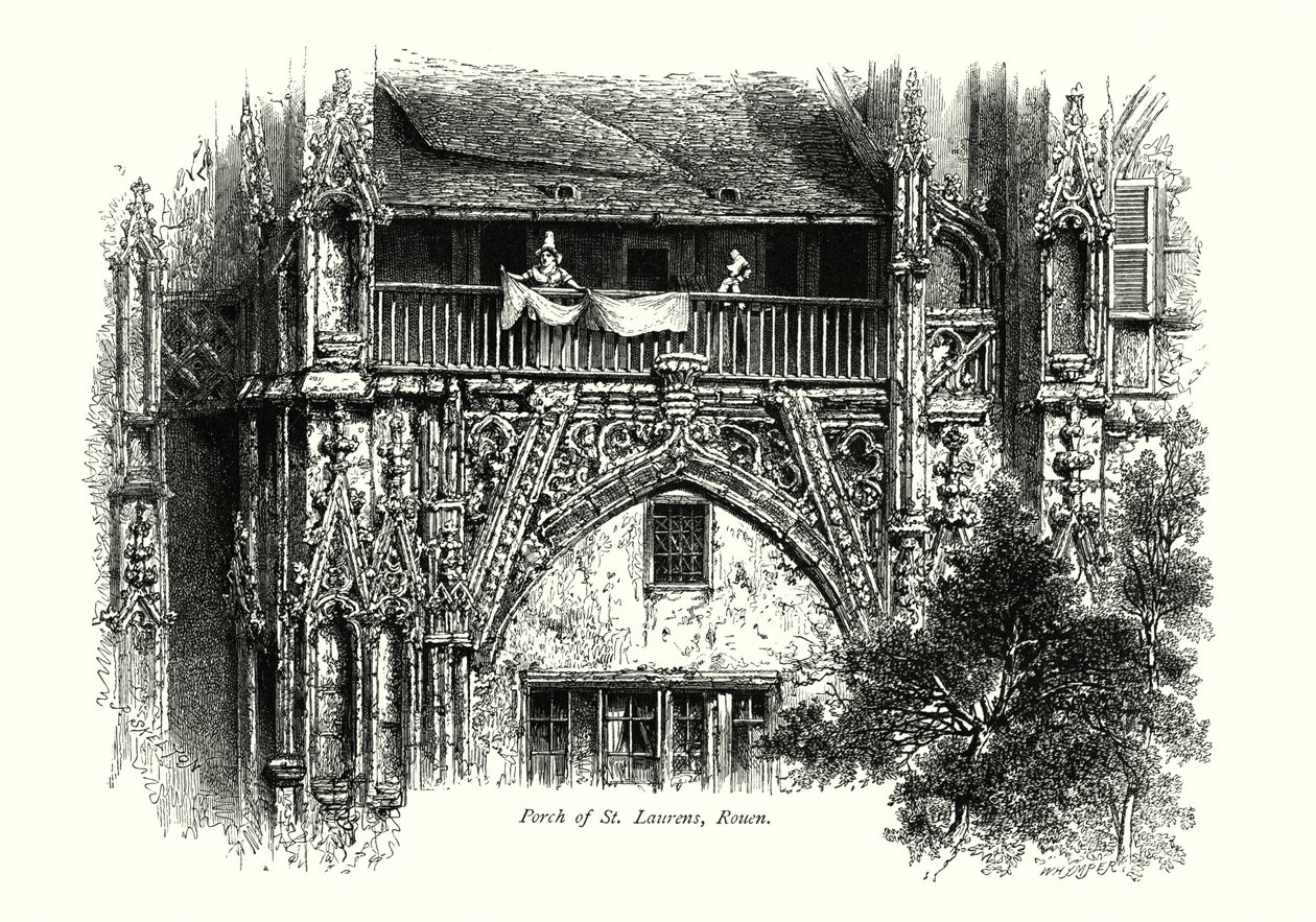 Ganek St Laurens, Rouen (rycina) autorstwa European School