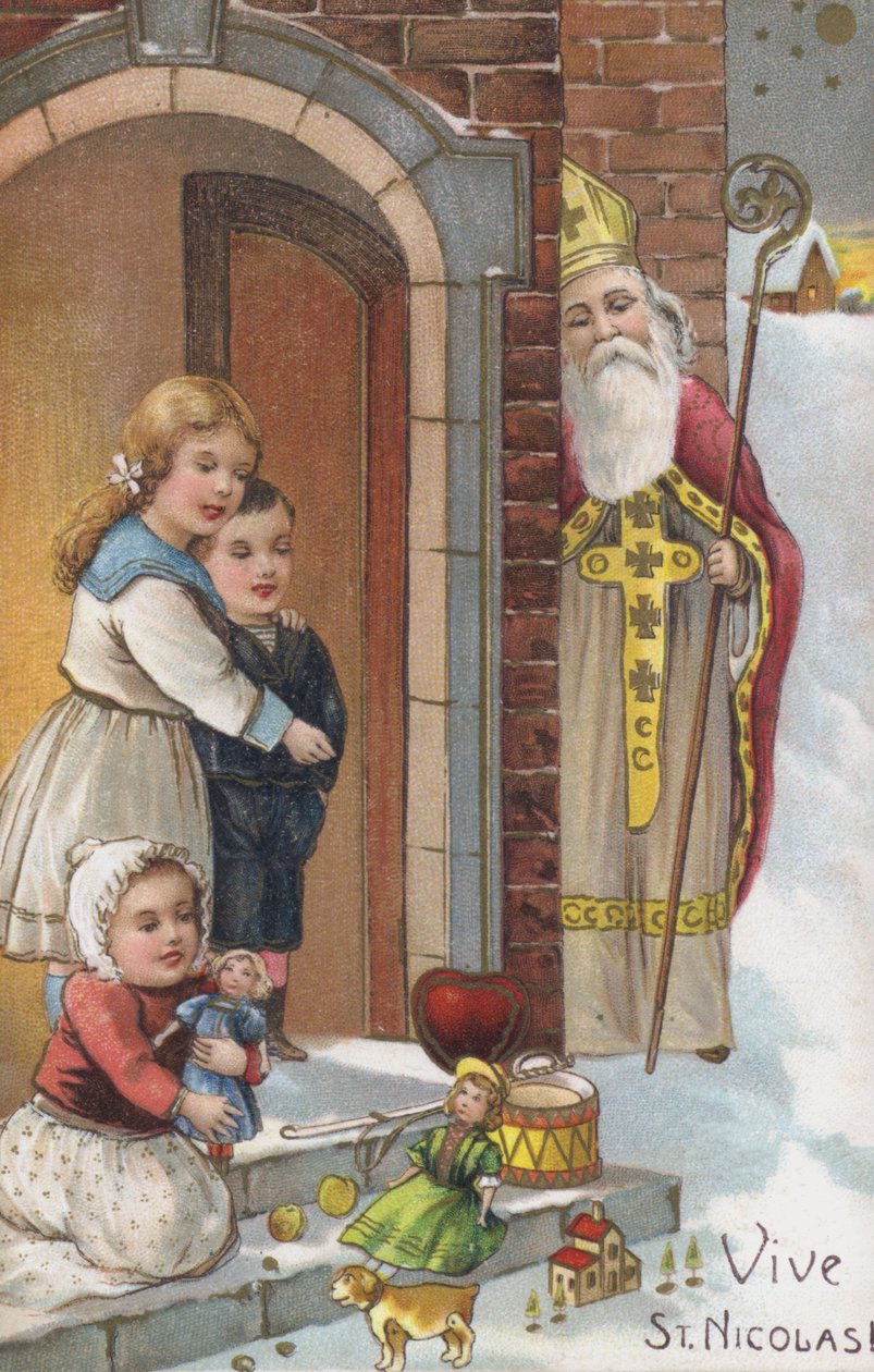 Kartka mikołajkowa (chromolitho) autorstwa European School