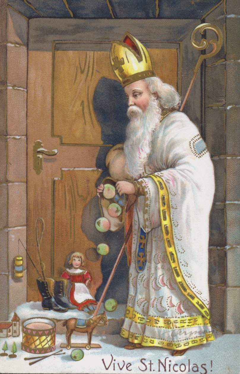 Kartka mikołajkowa (chromolitho) autorstwa European School