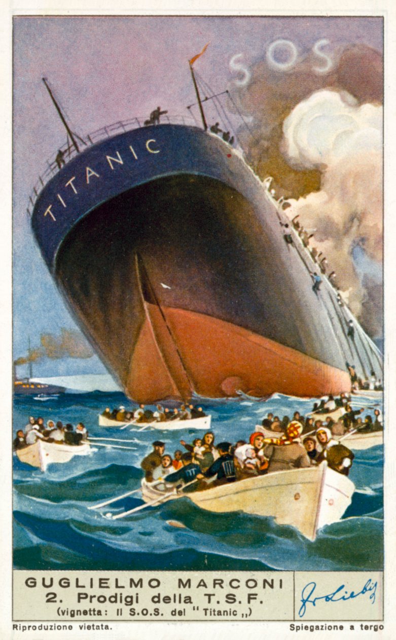 Titanic wysyłający wiadomość SOS drogą bezprzewodową autorstwa European School