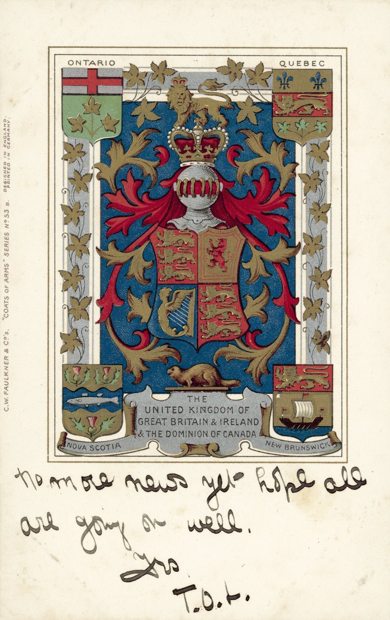 Zjednoczone Królestwo Wielkiej Brytanii i Irlandii oraz Dominium Kanady (kolorowa litografia) autorstwa European School