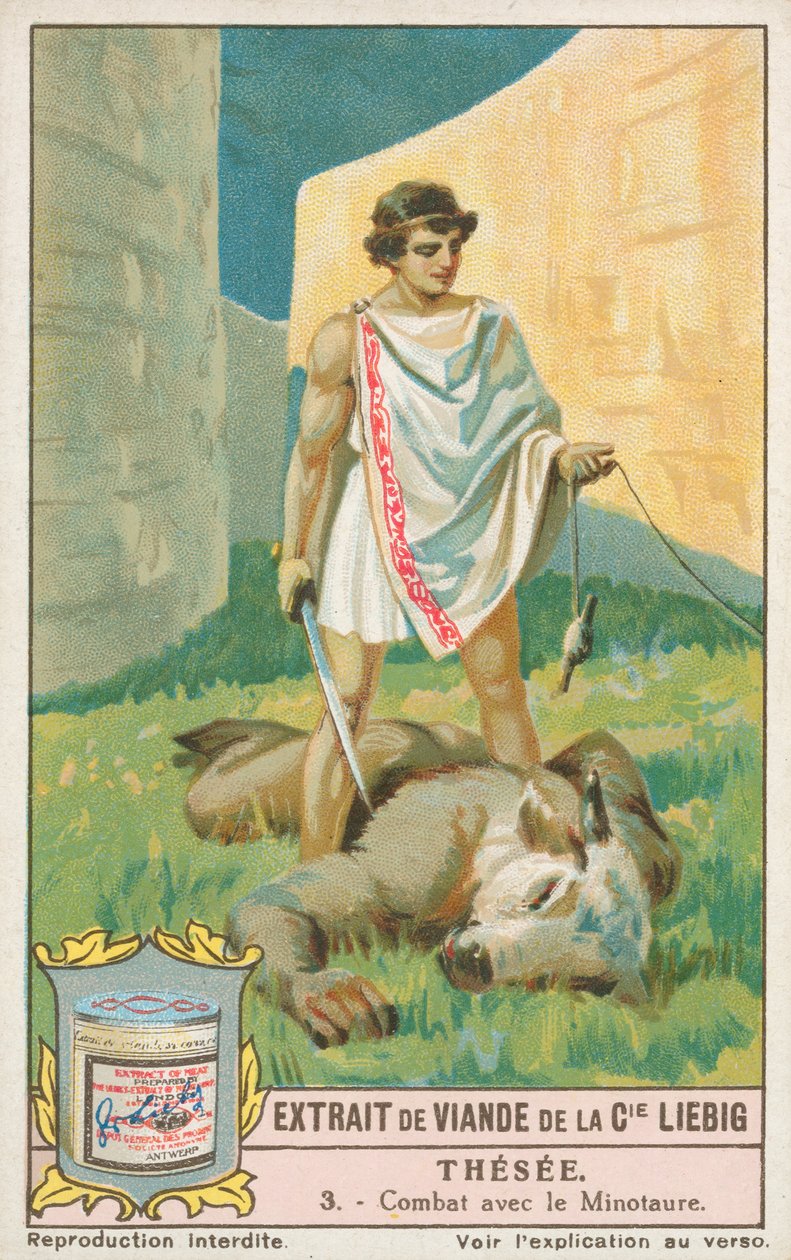 Tezeusz, karta Liebig, początek XX wieku (chromo) autorstwa European School