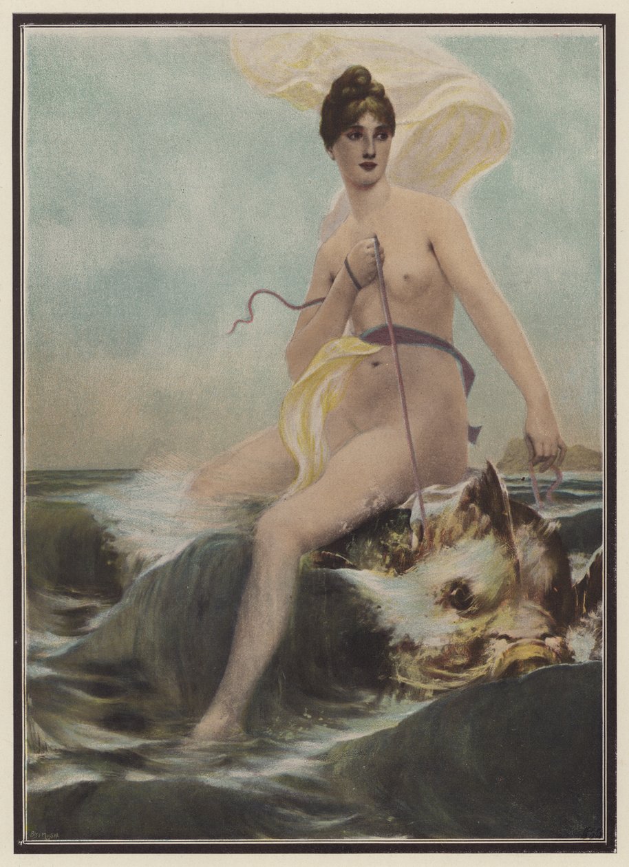 Thetis, nimfa morska z mitologii greckiej (kolorowa litografia) autorstwa European School