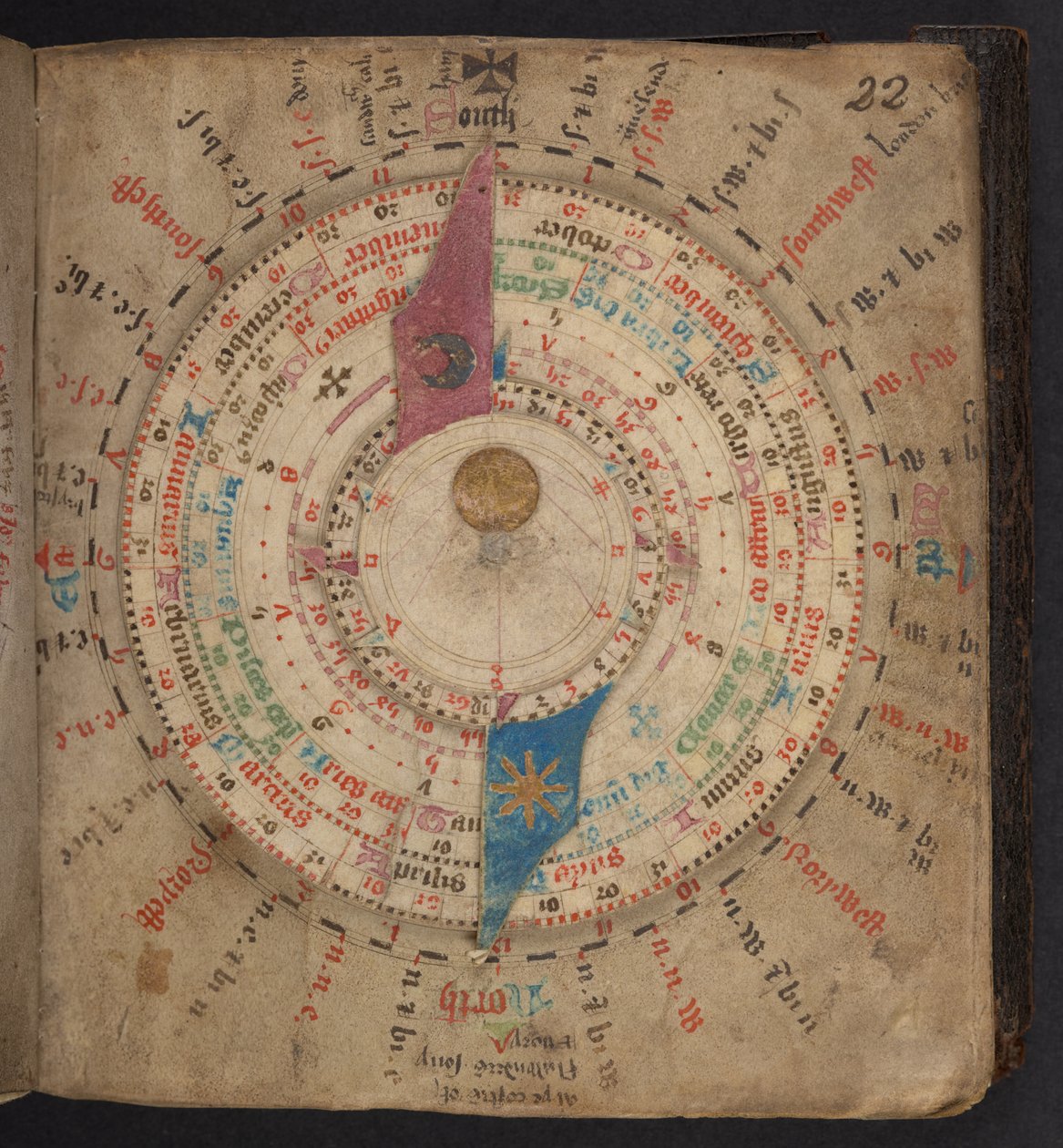 Volvelle z kalendarza astronomicznego z tablicami księżycowymi i innymi, Egerton MS 848 autorstwa European School