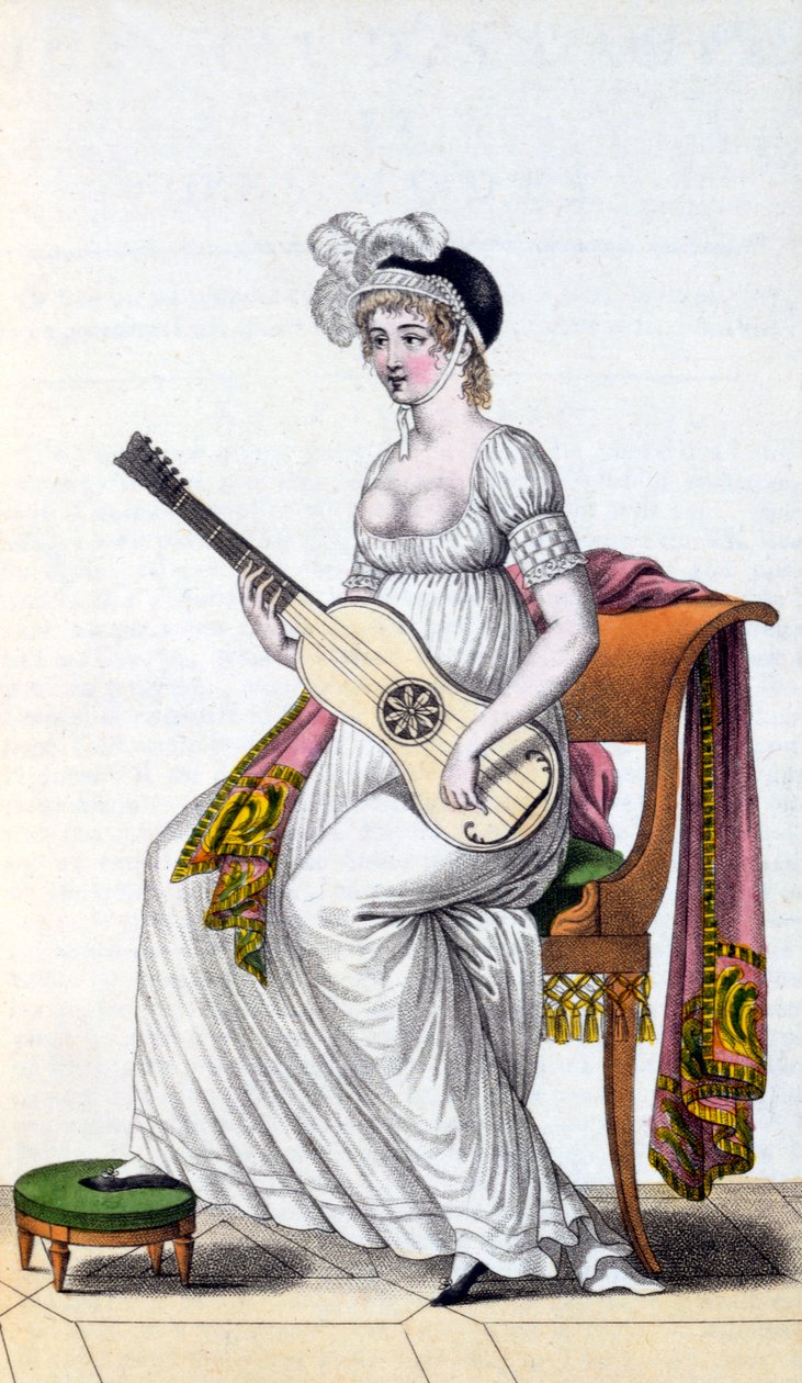 Kobieta z gitarą, koniec XVIII wieku autorstwa European School