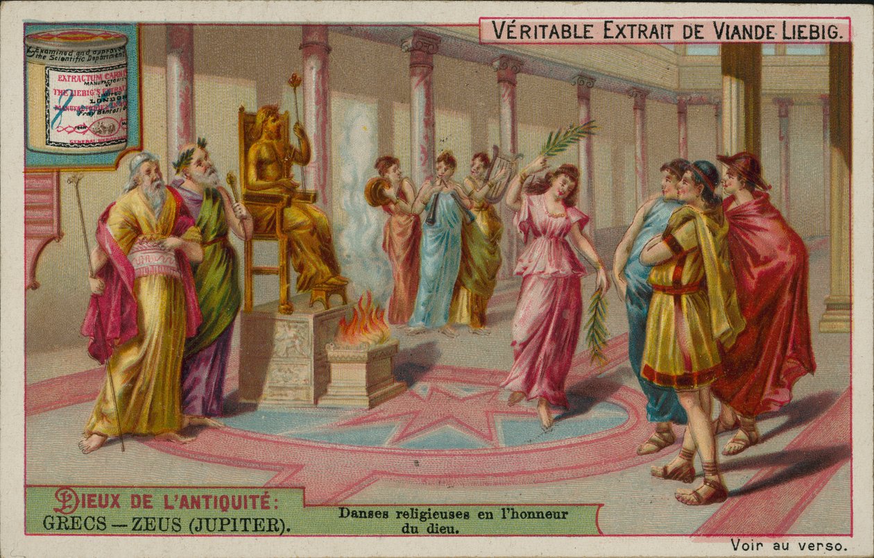 Zeus, bóg starożytnej Grecji (chromolitho) autorstwa European School
