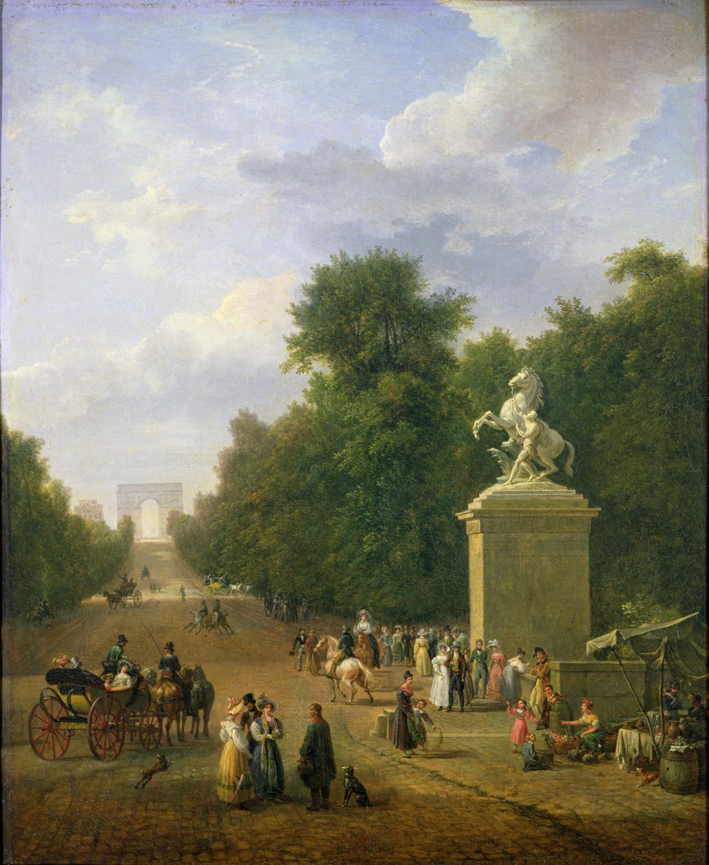 Wejście na Pola Elizejskie w 1830 r. autorstwa Eustache Francois Duval