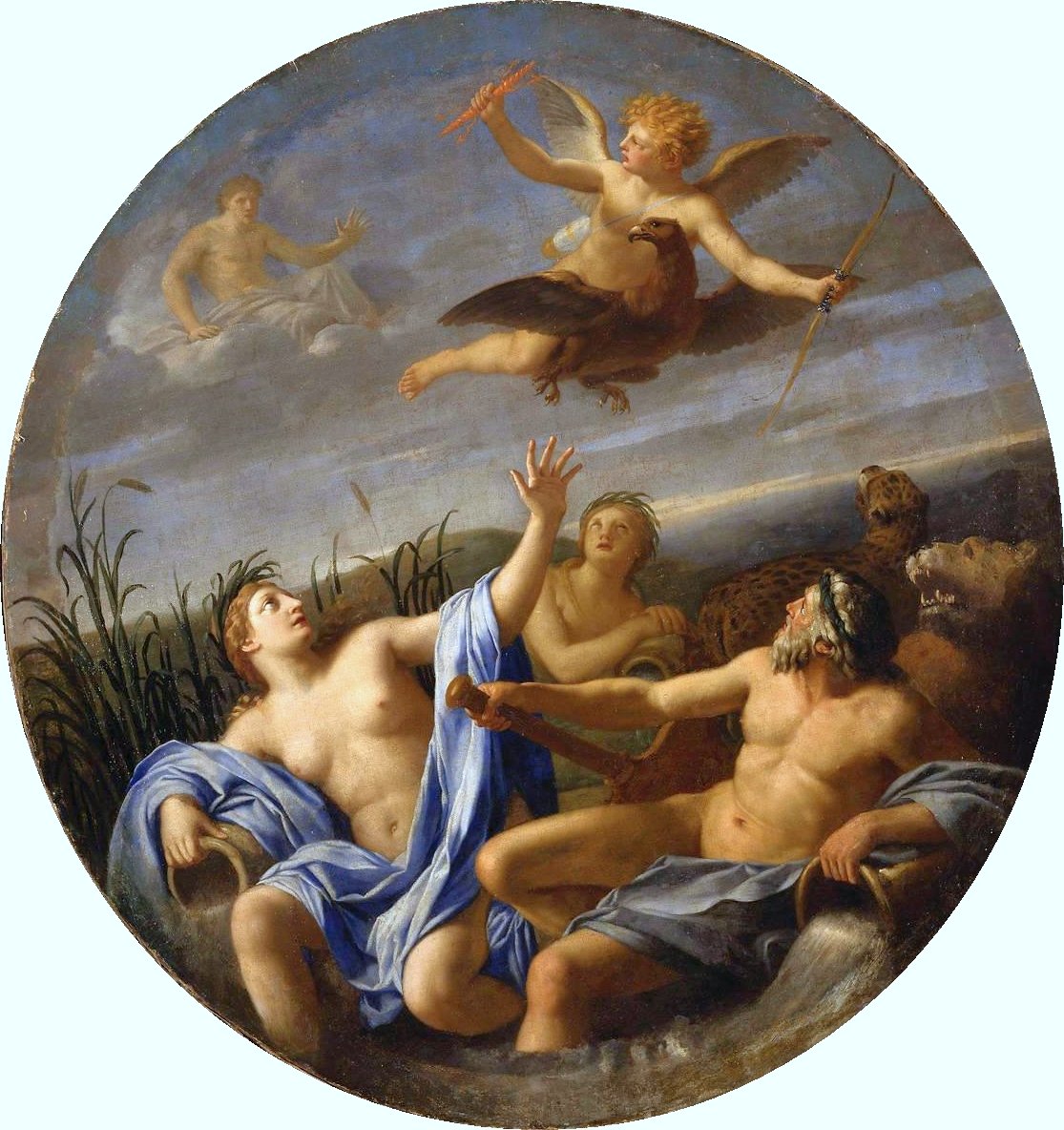 Życie Kupidyna — Kupidyn kradnący grzmot Jowisza autorstwa Eustache Le Sueur