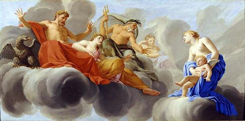 Życie Kupidyna - Wenus przedstawia Kupidyna Jowiszowi autorstwa Eustache Le Sueur