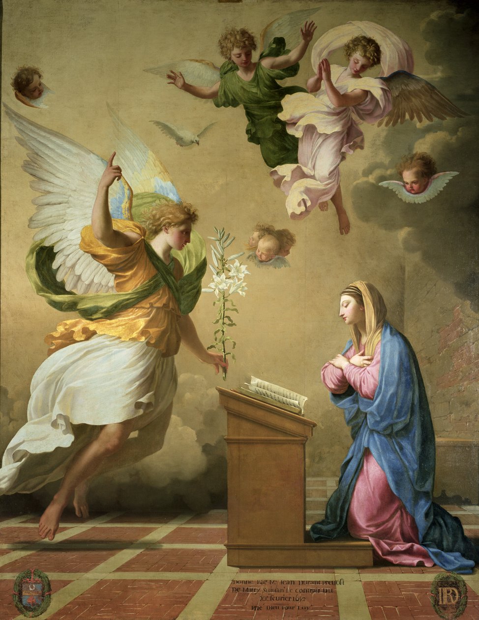 Zwiastowanie, przed 1652 r. autorstwa Eustache Le Sueur