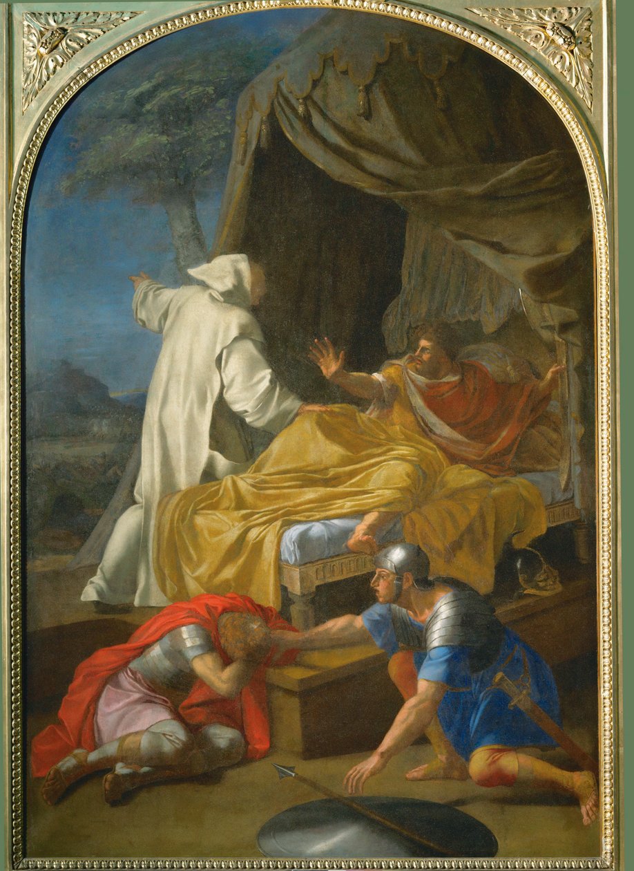 Apparition de Saint Bruno au Comte Roger - Święty Bruno ukazuje się hrabiemu Rogerowi ... autorstwa Eustache (studio of) Le Sueur