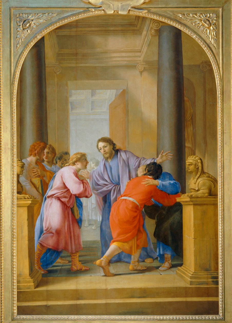Saint Bruno engage ses disciples et ses amis à quitter le monde - Święty Bruno wzywa swoich uczniów i przyjaciół do porzucenia świata ... autorstwa Eustache (studio of) Le Sueur