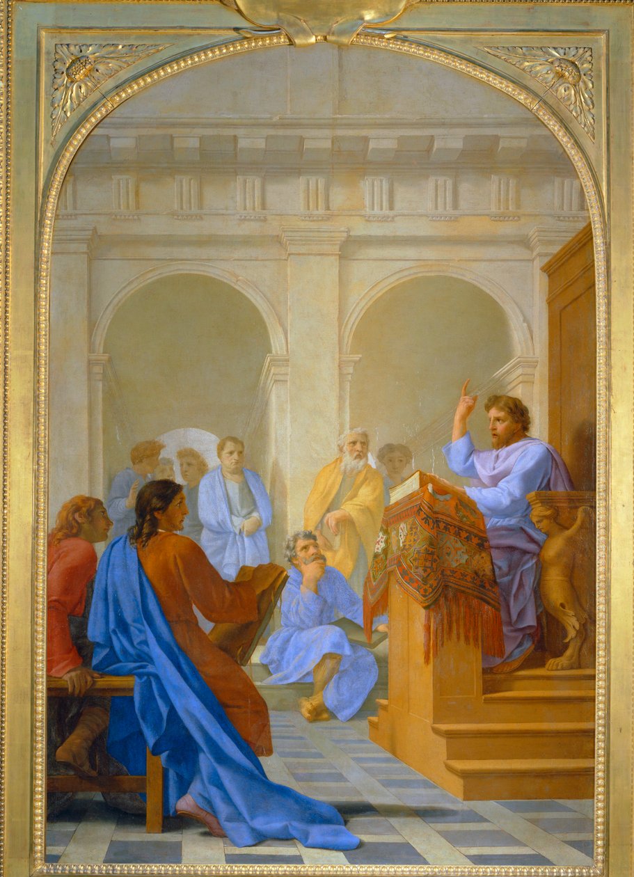 Saint Bruno enseigne la theologie dans les ecoles de Reims - Święty Bruno nauczający teologii w szkołach Rheims ... autorstwa Eustache (studio of) Le Sueur