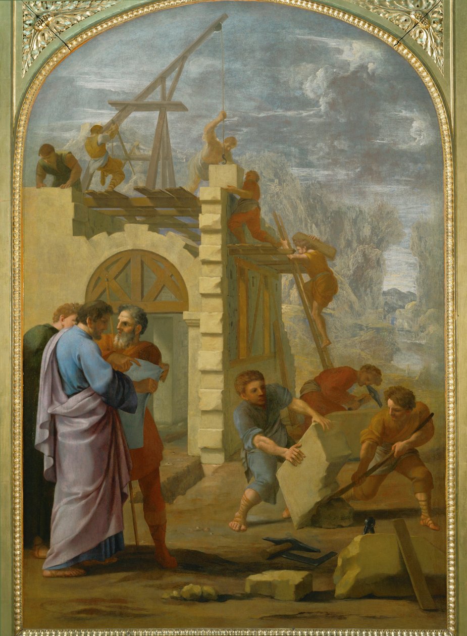 Saint Bruno fait construire le monastere - Święty Brunon nakazuje budowę klasztoru ... autorstwa Eustache (studio of) Le Sueur