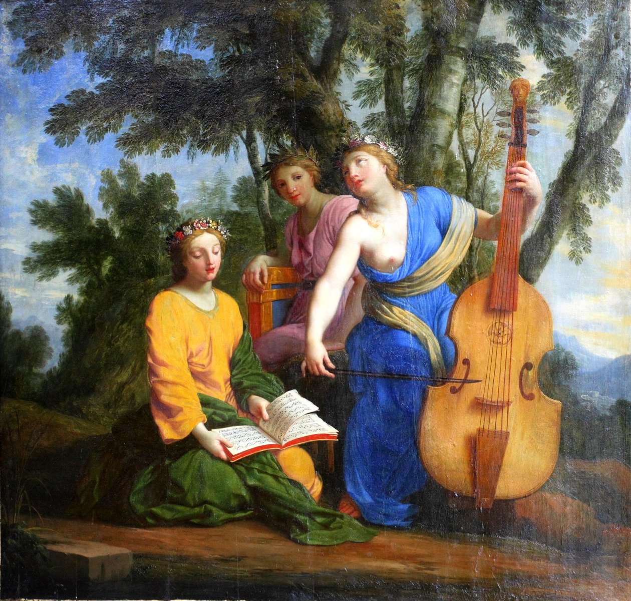 Francuski: Melpomène, Érato et Polymnie Melpomene, Erato and Polyhymnia autorstwa Eustache Le Sueur