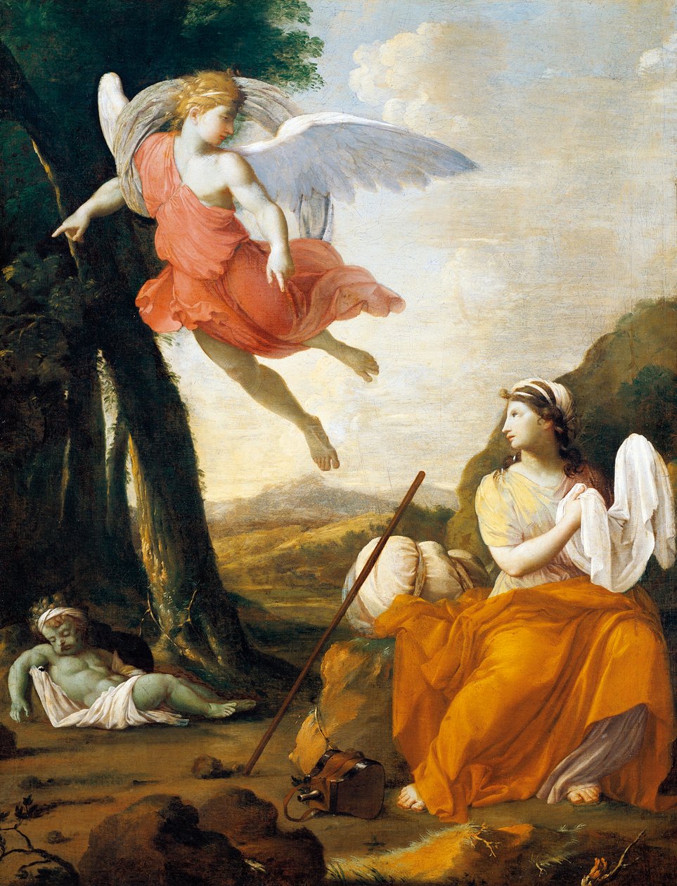 Hagar i Ismael uratowani przez anioła, Eustache Le Sueur (1616-1655) autorstwa Eustache Le Sueur
