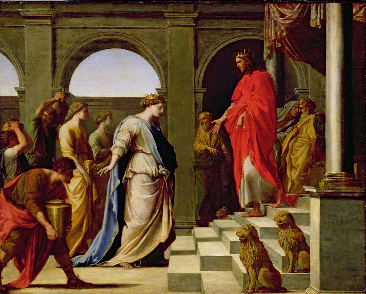 Salomon i królowa Saby, 1650 autorstwa Eustache Le Sueur