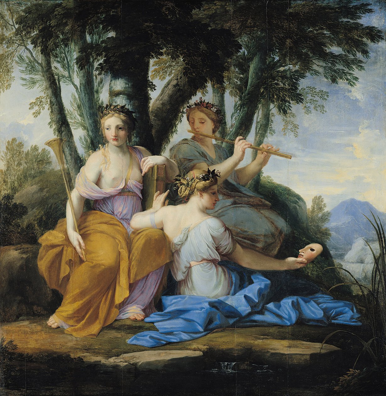 Muzy, Clio, Euterpe i Thalia, ok. 1652-55 (olej na panelu) autorstwa Eustache Le Sueur