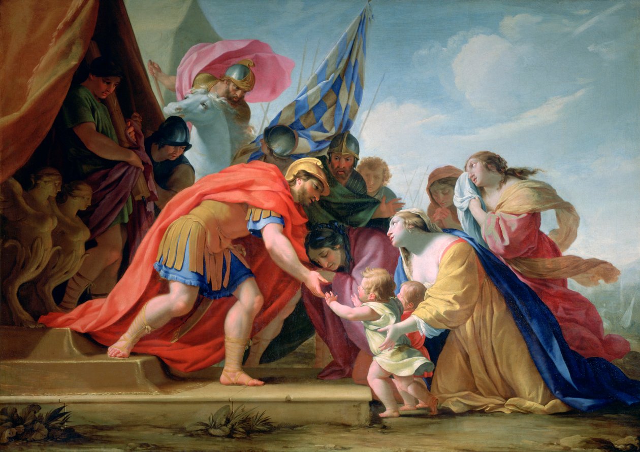 „Volumnie i Véturie przed Coriolanem”, c1638-1639 autorstwa Eustache Le Sueur