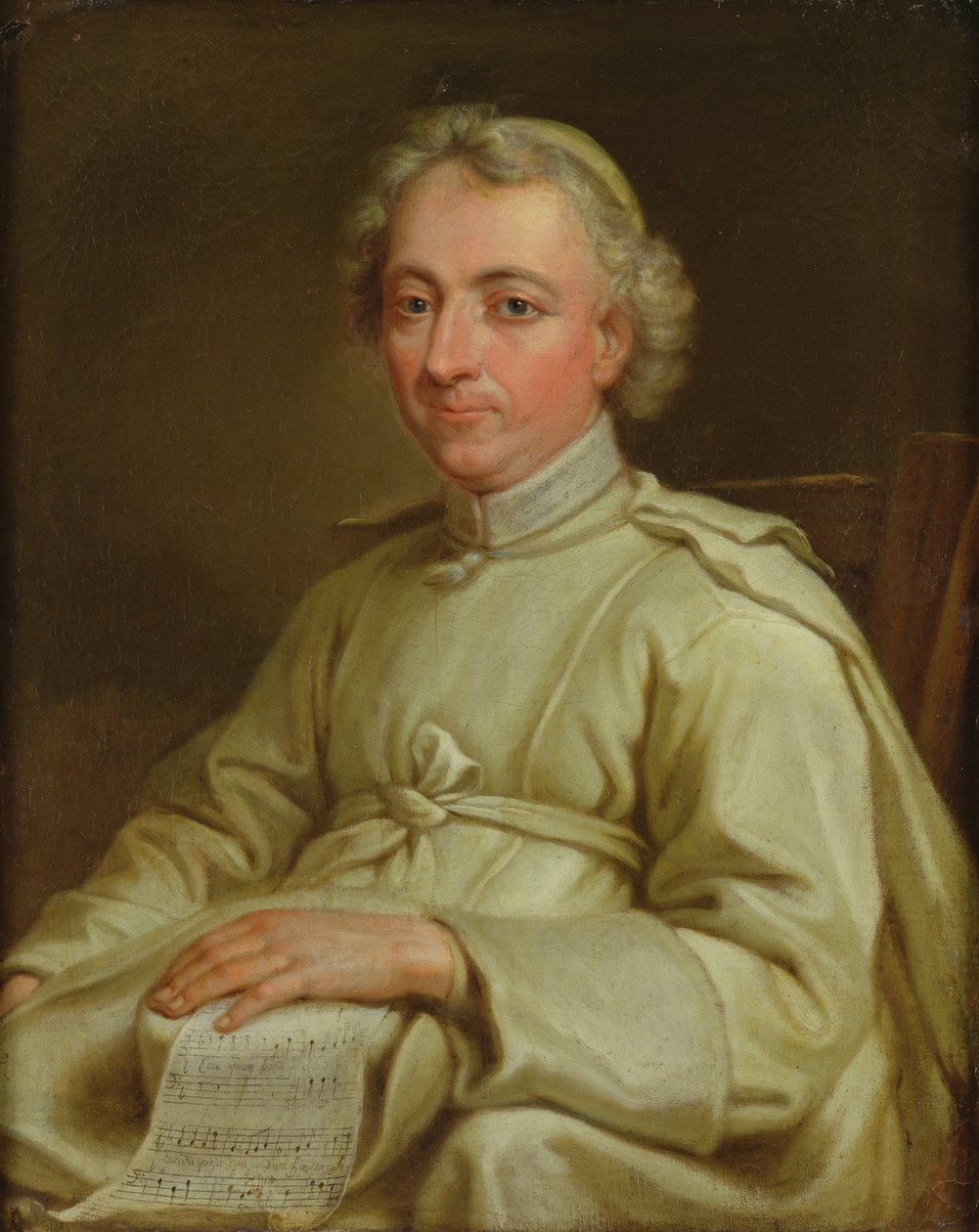 Portret kanonika trzymającego partyturę autorstwa Eustache Restout