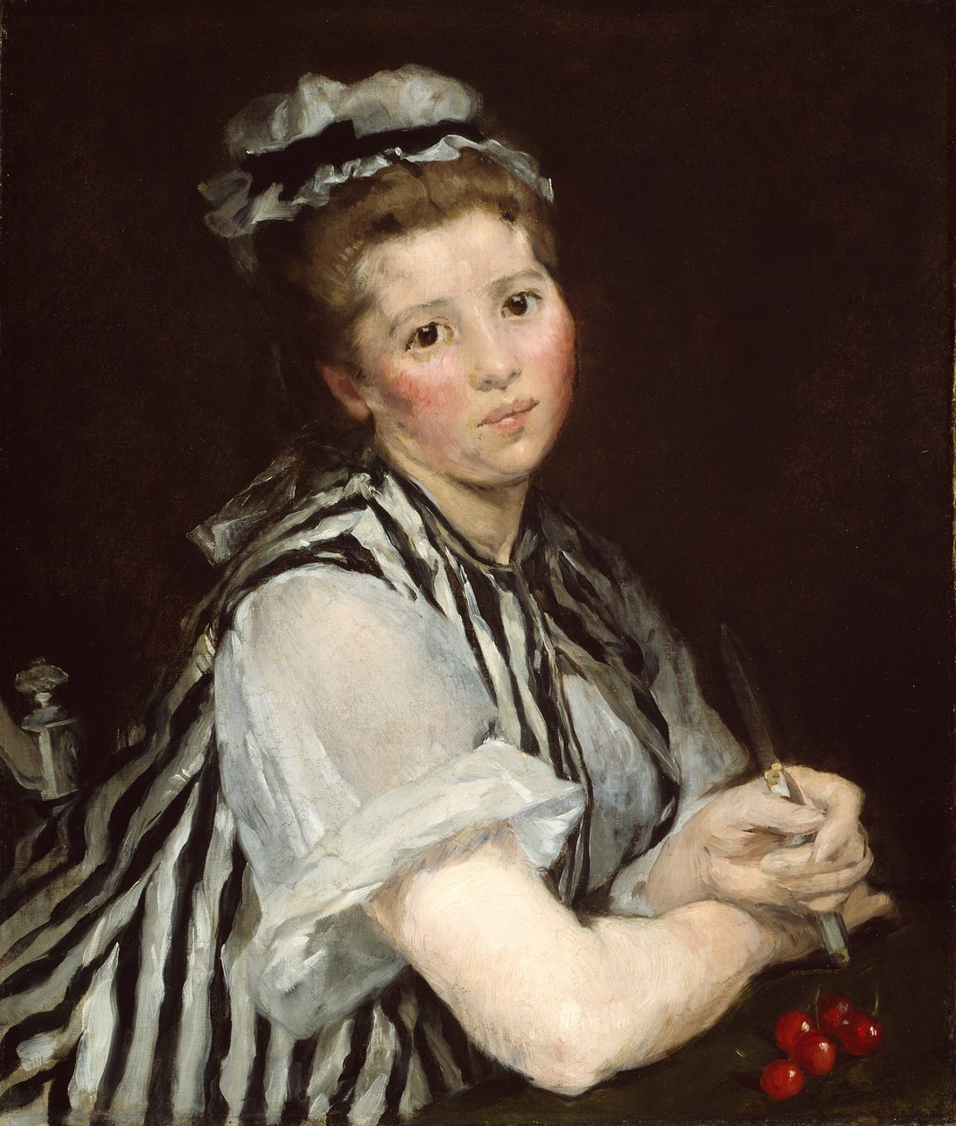 Dziewczyna z wiśniami, ok. 1870 (olej na płótnie) autorstwa Eva Gonzalès