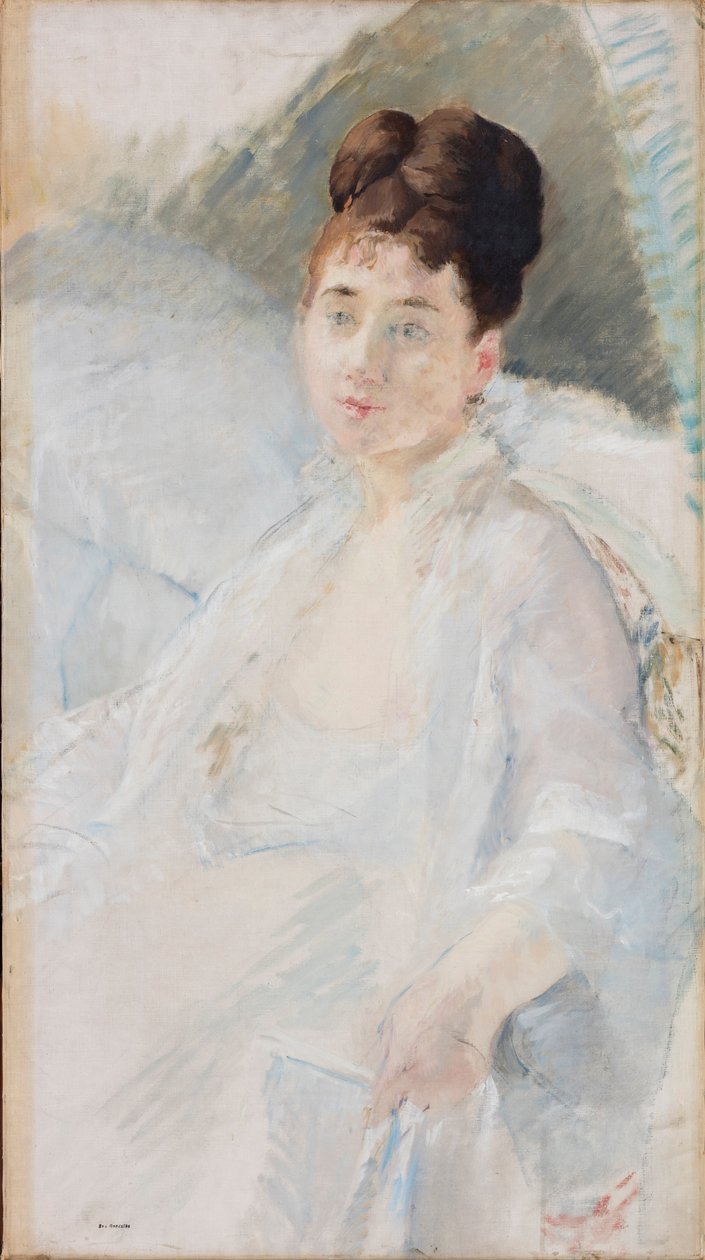 Rekonwalescencja. Portret kobiety w bieli, 1877-1878. autorstwa Eva Gonzalès