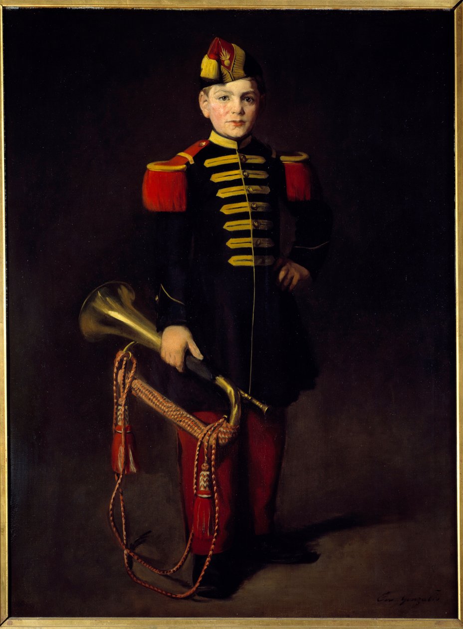 Dziecko oddziału (z trąbką). Obraz Evy Gonzales (1849-1883) autorstwa Eva Gonzalès