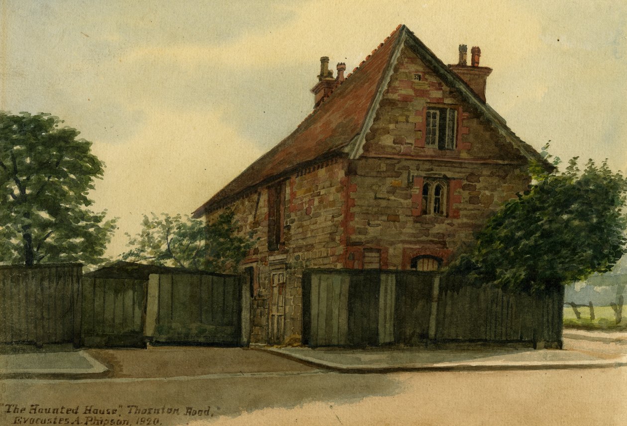 Nawiedzony dom, Thornton Road, 1920 wc na papierze autorstwa Evacustes Arthur Phipson