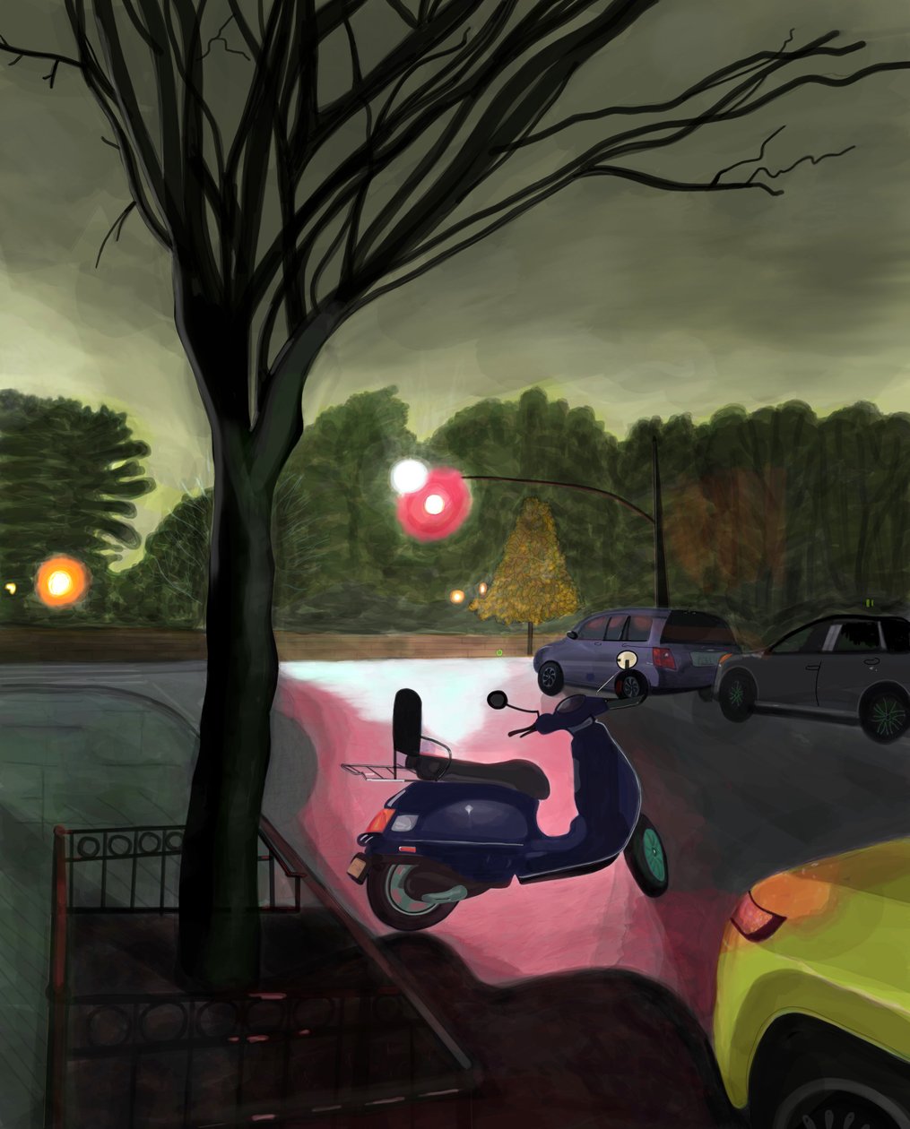 2:45 7 Ulica i Prospect Park West (sztuka cyfrowa) autorstwa Evan Sklar