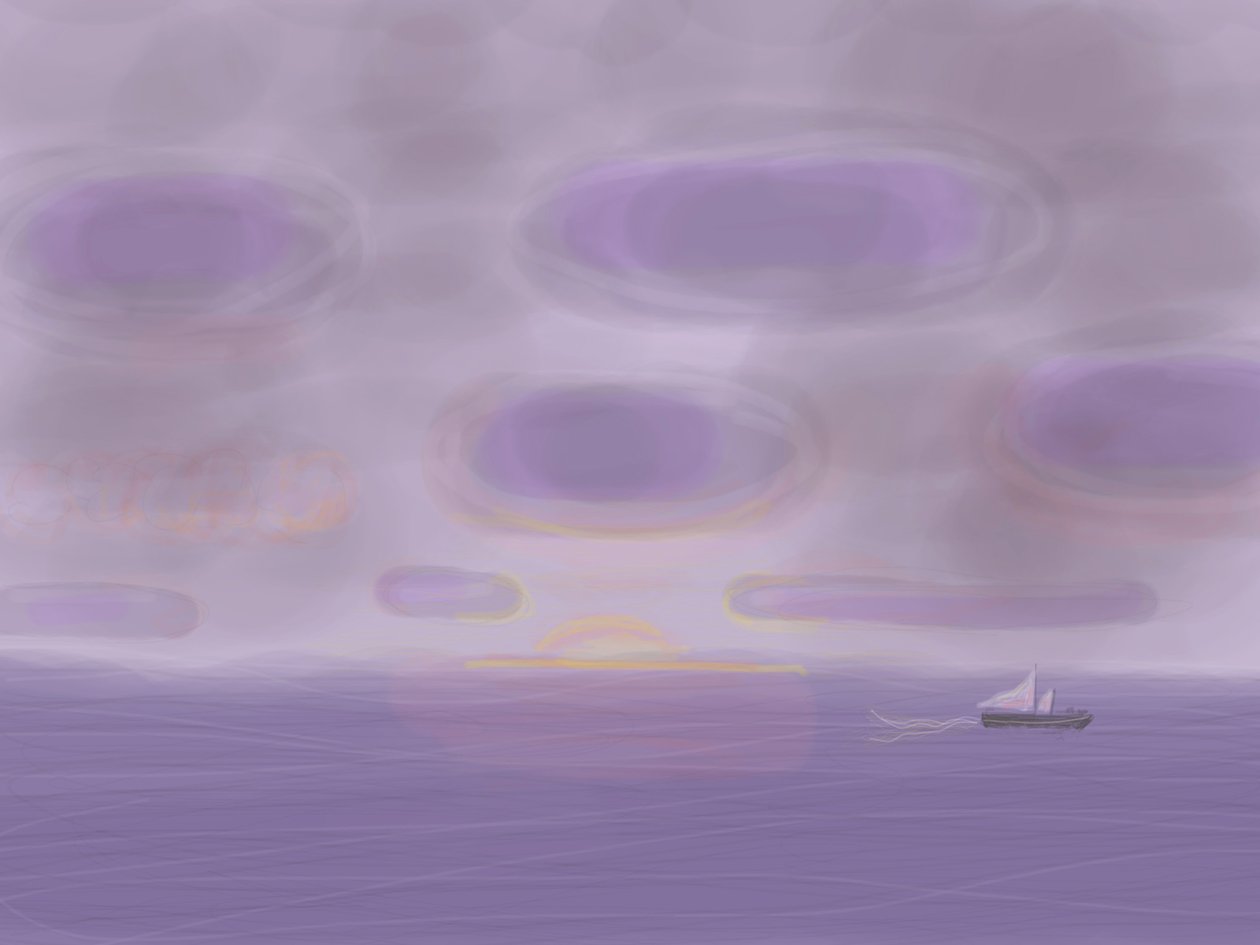 Ocean Atlantycki, 2015 (narysowane ręcznie na iPadzie ołówkiem Apple) autorstwa Evan Sklar