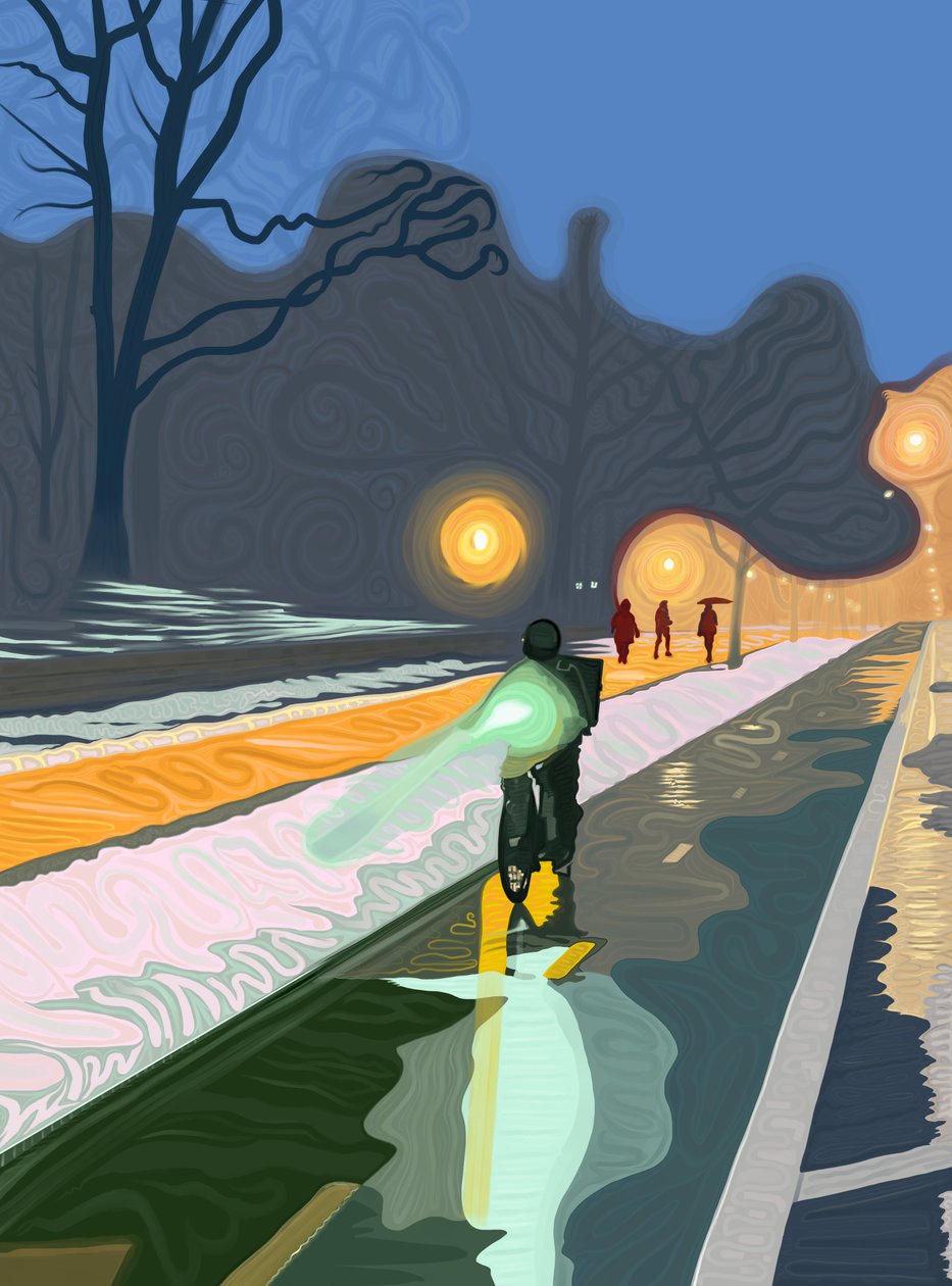 Pas dla rowerów, Prospect Park Brooklyn (grafika cyfrowa) autorstwa Evan Sklar