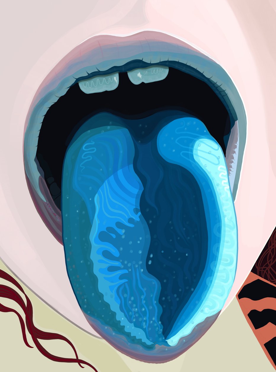 Niebieski język z Popsicle (grafika cyfrowa) autorstwa Evan Sklar