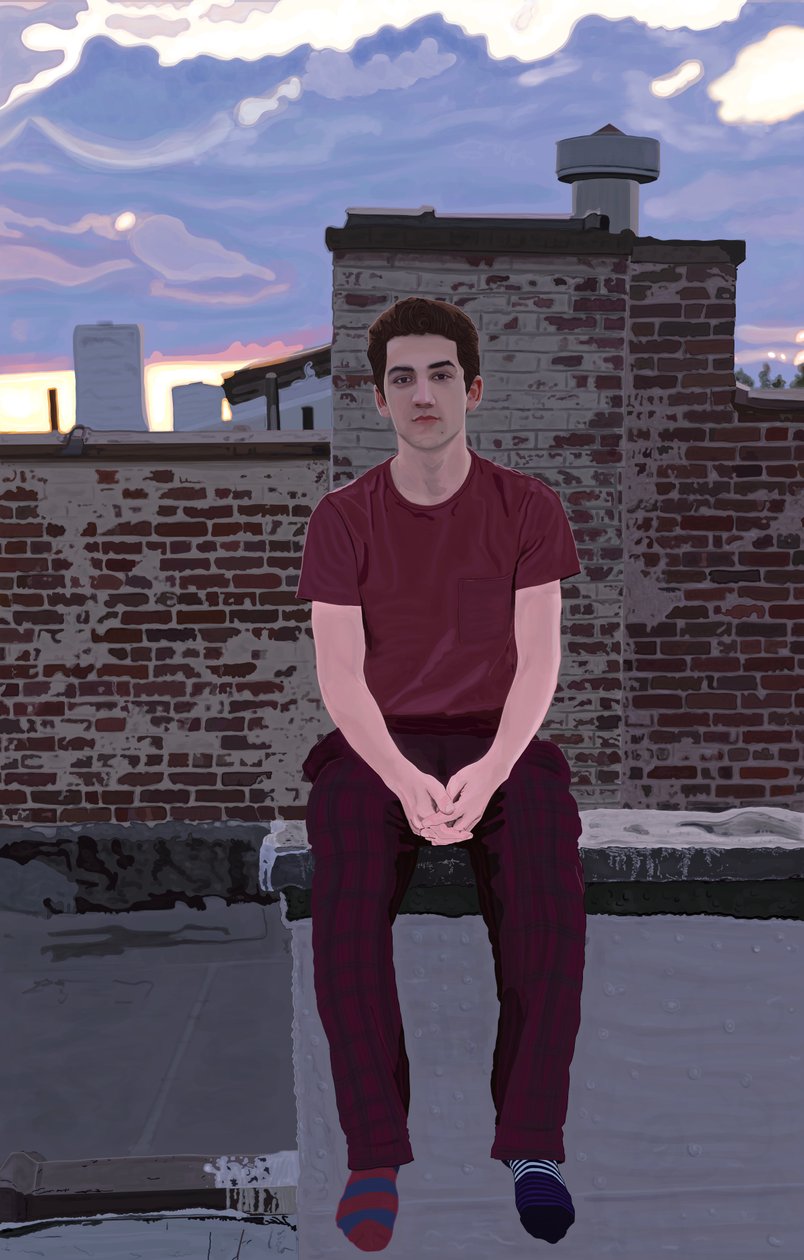 Emmitt na dachu, Brooklyn (grafika cyfrowa) autorstwa Evan Sklar