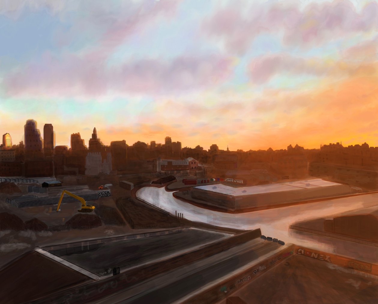 Kanał Gowanus, Brooklyn (grafika cyfrowa) autorstwa Evan Sklar