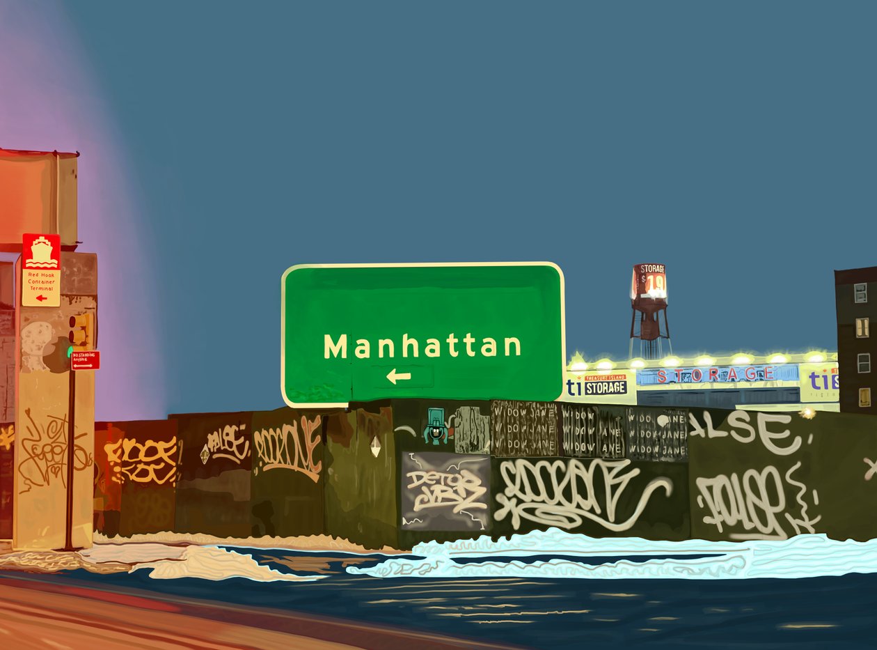 Hamilton Avenue Exit, Brooklyn (grafika cyfrowa) autorstwa Evan Sklar