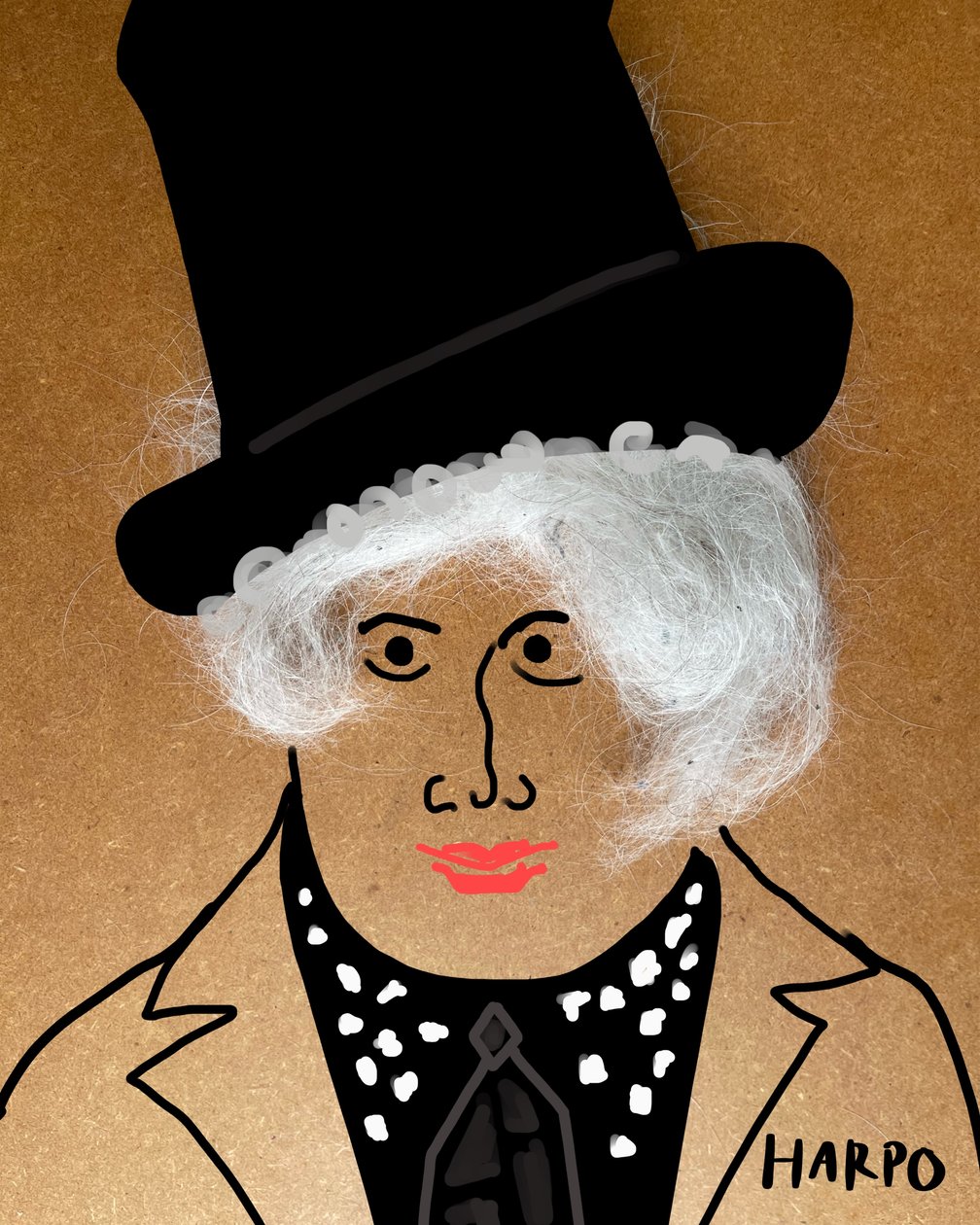Harpo Marx (rysunek kolażowy) autorstwa Evan Sklar