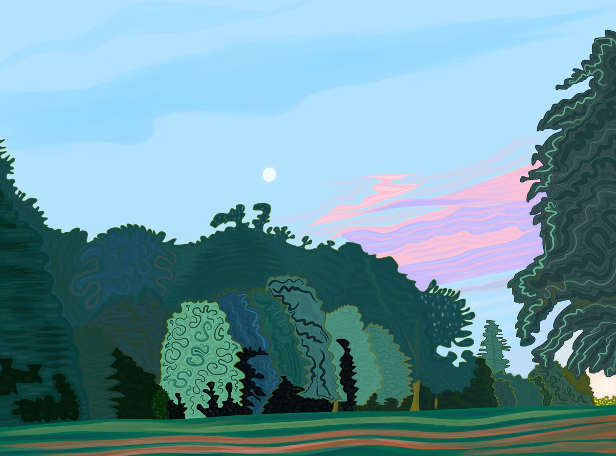 Hyde park o świcie (grafika cyfrowa) autorstwa Evan Sklar