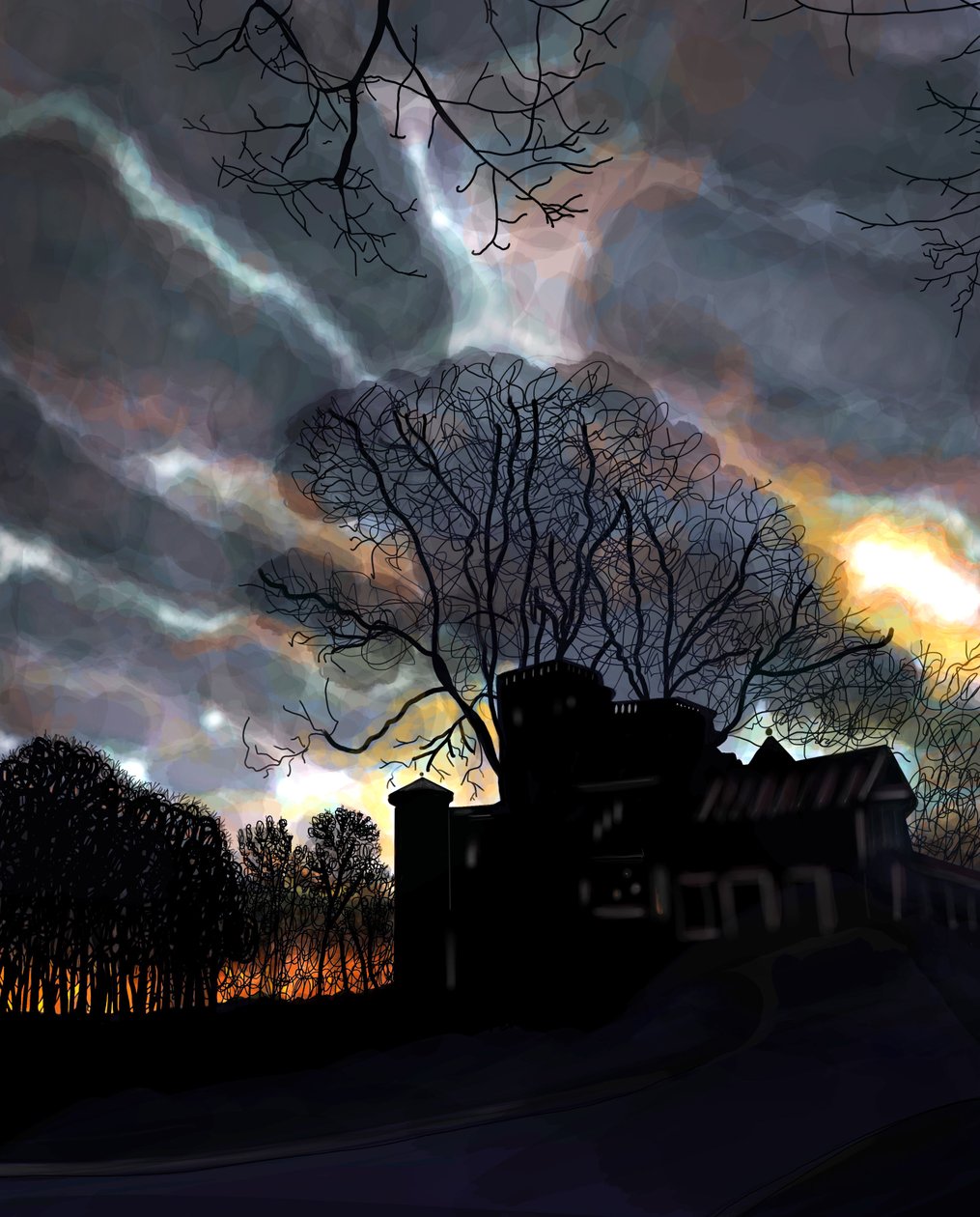 Litchfield, Manor, Prospect Park, Brooklyn (grafika cyfrowa) autorstwa Evan Sklar