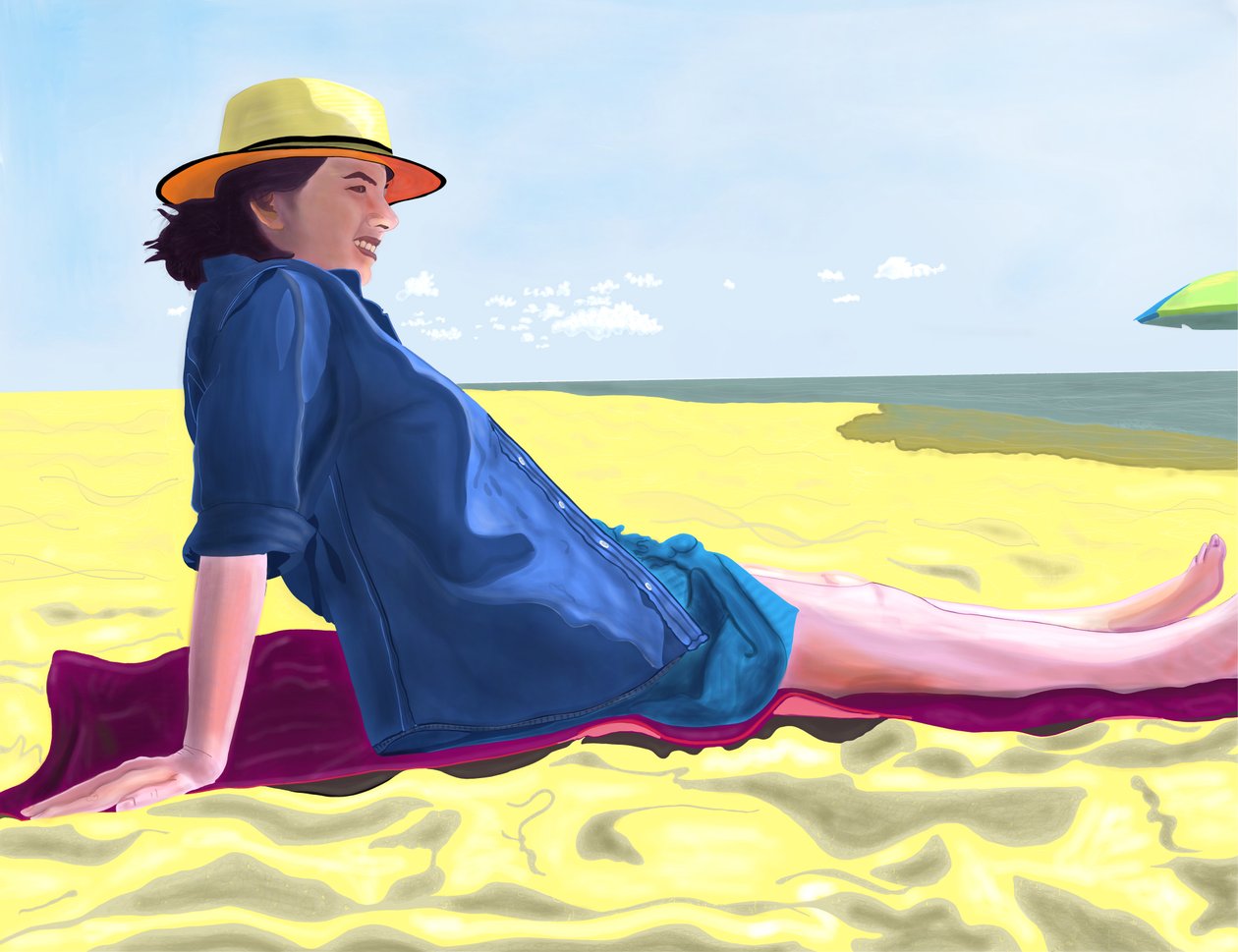 Michelle At Rockaway Beach, Brooklyn (grafika cyfrowa) autorstwa Evan Sklar
