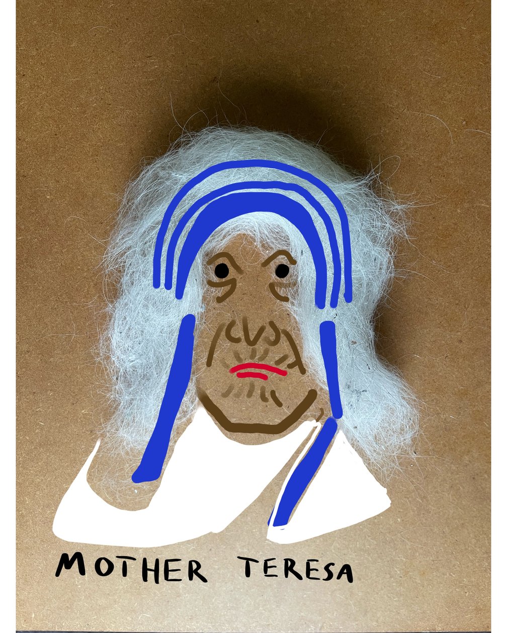 Matka Teresa (rysunek kolażowy) autorstwa Evan Sklar
