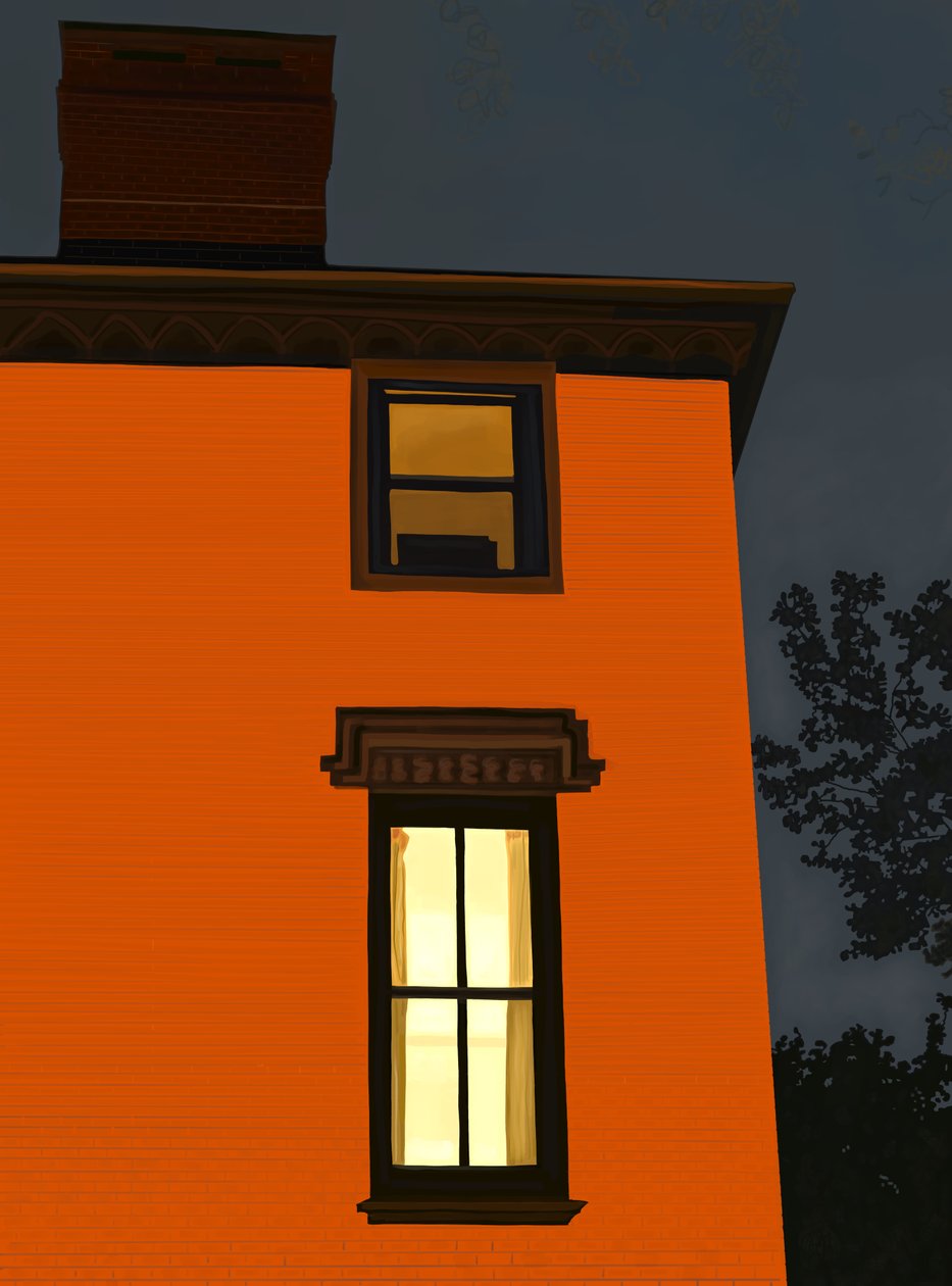 Orange Building, Brooklyn (grafika cyfrowa) autorstwa Evan Sklar