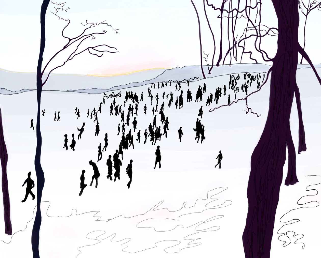 Prospect Park, zima (grafika cyfrowa) autorstwa Evan Sklar