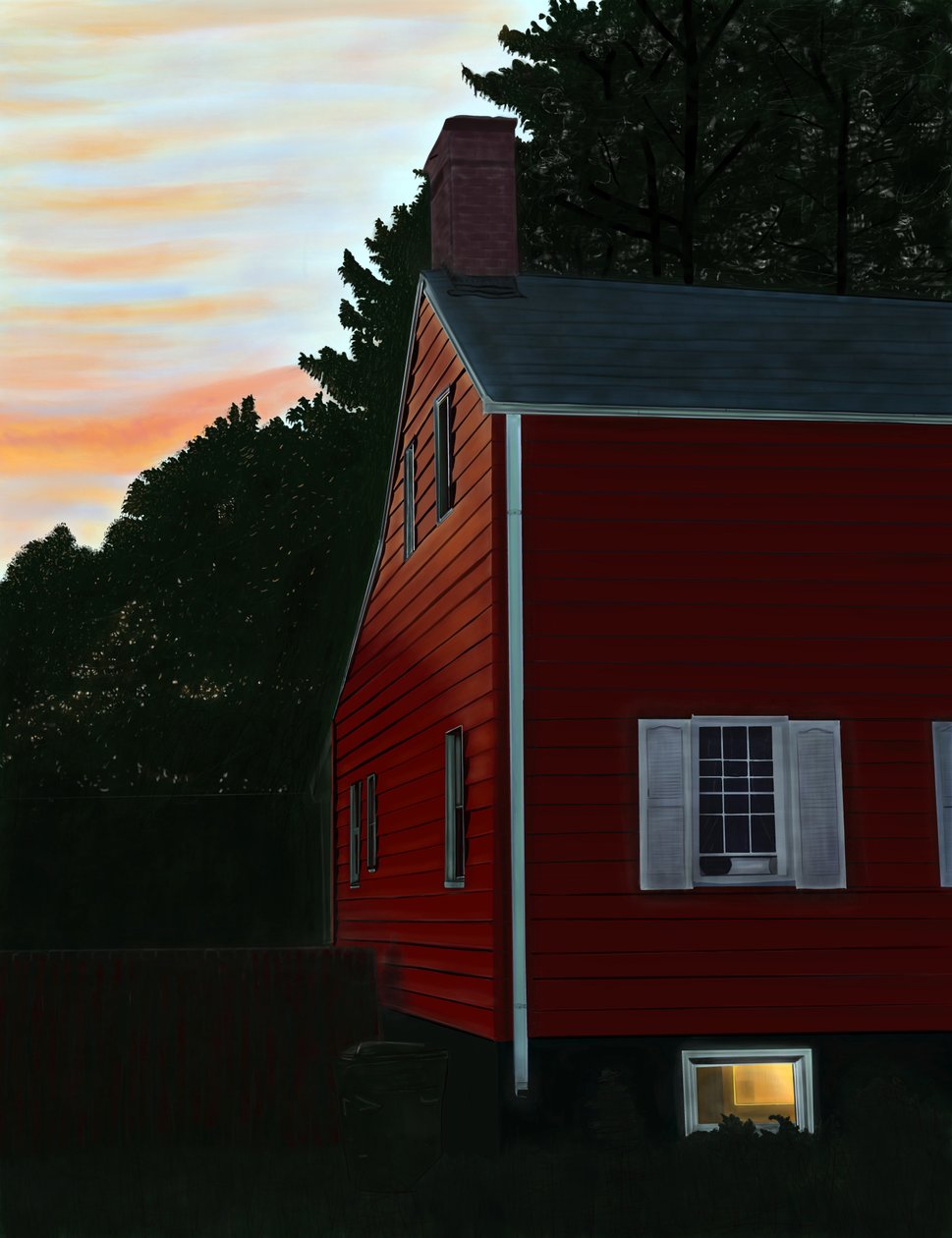 Czerwony dom w Beaccon, NY, Dawn (grafika cyfrowa) autorstwa Evan Sklar