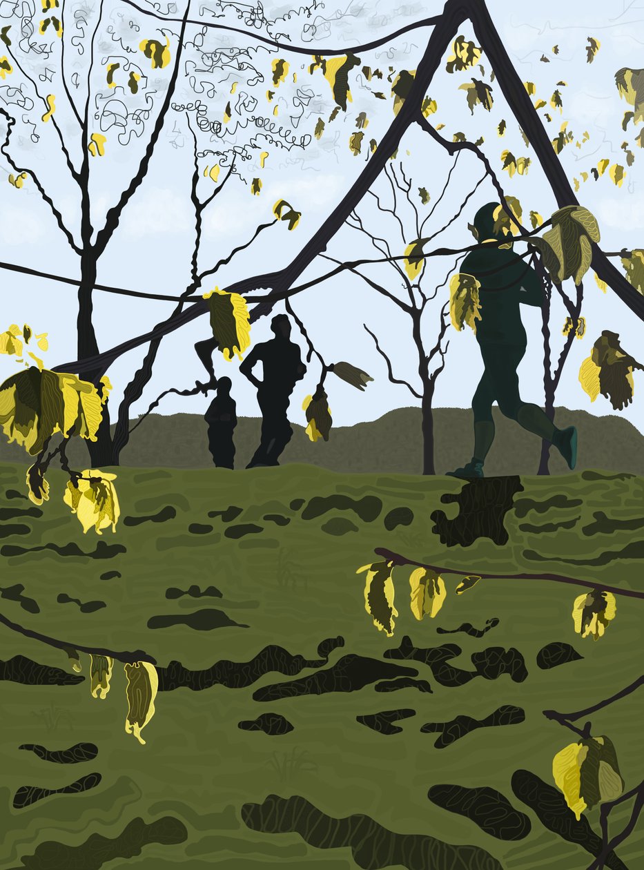 Biegacze, Prospect Park (grafika cyfrowa) autorstwa Evan Sklar