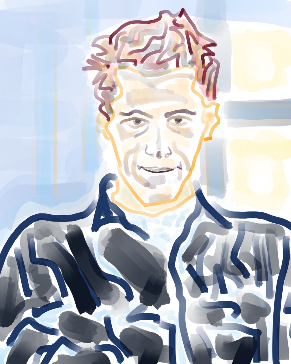 Autoportret w New Haven (grafika cyfrowa) autorstwa Evan Sklar